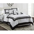 thumbnail image 1 of Chezmoi Collection Caprice 7-Piece Hotel Style Comforter Set Queen Size, White/Black Square Pattern Color Block Bedding with Decorative Pillows, Luxurious Lightweight All Season Bed Set, 1 of 9