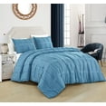 thumbnail image 1 of Chezmoi Collection Carter Blue Clip Jacquard Geometric Comforter Set, Queen, 3-Piece Striped Pattern Waffle Textured Lightweight Bedding, 1 of 9