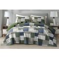 thumbnail image 1 of Chezmoi Collection Cedar 3-Piece Printed Patchwork Quilt Set, Green Navy Plaid Coverlet, Pre-Washed Microfiber Lightweight Bedspread for All Seasons, Full Size, 1 of 9