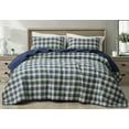 thumbnail image 1 of Chezmoi Collection Chad 2-Piece Printed Plaid Cotton Quilt Set Twin Size, Blue Green Light Beige Plaid, Stone Washed Cotton Breathable Lightweight Bedspread Set, 1 of 9