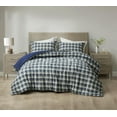thumbnail image 1 of Chezmoi Collection Chad 3-Piece Washed Cotton Comforter Set Full Size, Blue Green Light Beige Plaid Printed Bedding Set Reversible Lightweight Comforter for All Season, 1 of 9
