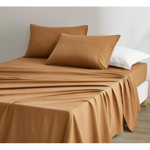 Chezmoi Collection Charisma Tencel Modal Blend Bed Sheets Queen Size 4-Piece Sheet Set Terracotta - Soft and Cozy Lightweight Breathable 15" Deep Pocket Cooling Sheets