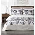 thumbnail image 1 of Chezmoi Collection Chloris 3-Piece Pre-Washed Medallion Quilt Set, Printed Floral Microfiber Navy Blue Taupe Light Ivory Bedspread, King, 1 of 8