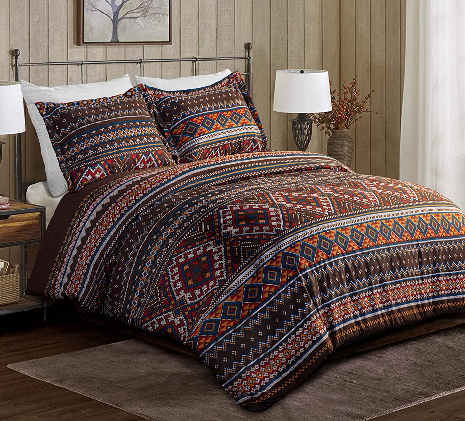 Chezmoi Collection Clayton 3Piece Southwestern Bedding Set King Size