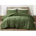 thumbnail image 1 of Chezmoi Collection Cliff 3-Piece Lightweight Cooling Comforter Set, Oversized King, Rayon Derived from Bamboo & Polyester Blended, Soft Breathable Bedding for Hot Sleepers, Olive Green, 1 of 9