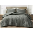 thumbnail image 1 of Chezmoi Collection Cliff 3-Piece Lightweight Cooling Comforter Set, Queen- Rayon Derived from Bamboo & Polyester Blended, Soft Breathable Bedding for Hot Sleepers, Dark Gray, 1 of 9