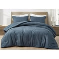 thumbnail image 1 of Chezmoi Collection Cliff 3-Piece Lightweight Cooling Comforter Set, Queen- Rayon Derived from Bamboo & Polyester Blended, Soft Breathable Bedding for Hot Sleepers, Steel Blue, 1 of 9