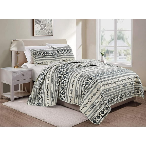 Chezmoi Collection Colby 2-Piece Western Geometric Print Microfiber Bedspread Quilt Set