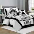 thumbnail image 1 of Chezmoi Collection Contemporary 7-Piece Luxury Flocked Floral Fabric Comforter Set, Full, White, 1 of 6