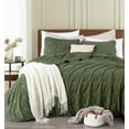 thumbnail image 1 of Chezmoi Collection Corduroy King Comforter Set Olive Green, 3-Piece Luxury Cross Stitch Soft Plush Warm Polyester Corduory Bedding, 1 Comforter 106 in x 92 in and 2 Pillow Shams 20 in x 36 in, 1 of 9