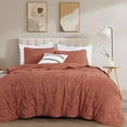 thumbnail image 1 of Chezmoi Collection Corduroy King Quilt Set Terracotta, 3-Piece Luxury Soft Cross Stitch Polyester Corduory Lightweight Bedspread, 1 Quilt 106 in x 94 in and 2 Pillow Shams 20 in x 36 in, 1 of 9