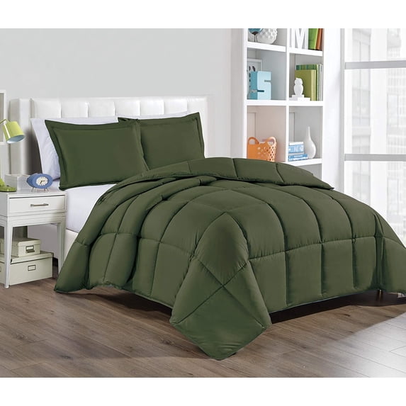 Chezmoi Collection Cypress Green Down Alternative Comforter King - 3-Piece All Seasons Lightweight Comforter Set - Microfiber Comforter Duvet Insert with Corner Tabs
