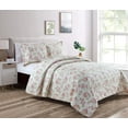 thumbnail image 1 of Chezmoi Collection Dakota 3-Piece Printed Pink Rose Cotton Quilt Set, Pink Floral Flower Reversible Stone Washed Lightweight Bedspread, Queen Size, 1 of 5