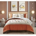 thumbnail image 1 of Chezmoi Collection Daphne Bed in a Bag California King 7-Piece Comforter Set with Sheets Luxury Autumn Floral Embroidery Orange/Brown/Taupe, 1 of 9