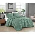 thumbnail image 1 of Chezmoi Collection Debroah Green Clip Jacquard Geometric Comforter Set, King, 3-Piece Striped Pattern Waffle Textured Lightweight Bedding, 1 of 9