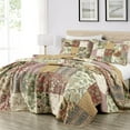 thumbnail image 1 of Chezmoi Collection Delaney 3-Piece Floral Patchwork Vintage Washed 100% Cotton Quilt Set, Queen, 1 of 9