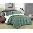thumbnail image 1 of Chezmoi Collection Denise Green Clip Jacquard Geometric 7-Piece Bed in a Bag Comforter Set, Full, Striped Pattern Waffle Textured Bedding with Sheets Set, 1 of 9