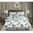 thumbnail image 1 of Chezmoi Collection Denver 7-Piece Southwestern Cabin Lodge Comforter Set, White Black Gray Grizzly Bear Wolves Moose Pine Tree Mountain Printed Microfiber Bedding, California King, 1 of 9