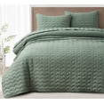 thumbnail image 1 of Chezmoi Collection Destiny 3-Piece Sage King Size Quilt Set - Stone-Washed Soft Microfiber Lightweight Quilted Bedspread Coverlet Set for All Seasons Wavy Line Stitching, 1 of 9