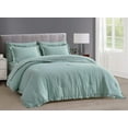 thumbnail image 1 of Chezmoi Collection Eleanora 7-Pieces Bed in a Bag Comforter Set with Sheets, Ruffled Edge Trim Double Brushed Microfiber Lightweight All Season Bedding Set, King, Aqua, 1 of 11