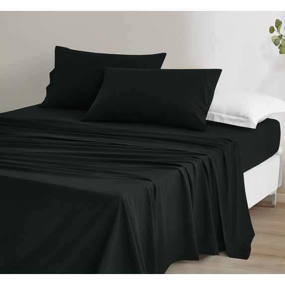 Chezmoi Collection Extra Soft Bed Sheets Set, Double Brushed Microfiber 14-Inches Deep Pockets, 3-Piece Sheet Set, Twin, Black