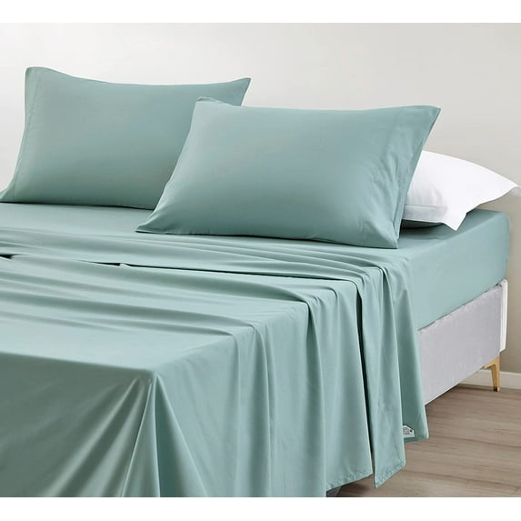 Chezmoi Collection Extra Soft Bed Sheets Set, Double Brushed Microfiber 14-Inches Deep Pockets, 4-Piece Sheet Set, California King, Aqua