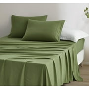Chezmoi Collection Extra Soft Bed Sheets Set, Double Brushed Microfiber 14-Inches Deep Pockets, 4-Piece Sheet Set, Full, Olive Green