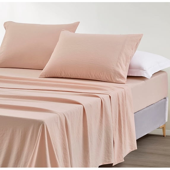 Chezmoi Collection Extra Soft Bed Sheets Set, Double Brushed Microfiber 14-Inches Deep Pockets, 4-Piece Sheet Set, King, Blush Pink