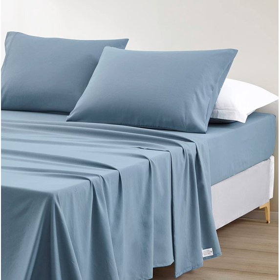 Chezmoi Collection Extra Soft Bed Sheets Set, Double Brushed Microfiber 14-Inches Deep Pockets, 4-Piece Sheet Set, King, Dusty Blue