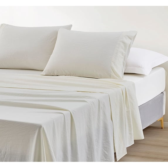 Chezmoi Collection Extra Soft Bed Sheets Set, Double Brushed Microfiber 14-Inches Deep Pockets, 4-Piece Sheet Set, King, Ivory