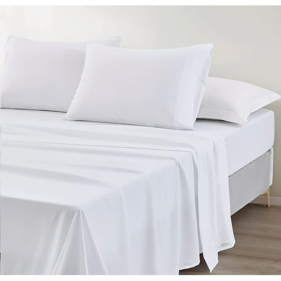 Chezmoi Collection Extra Soft Bed Sheets Set, Double Brushed Microfiber 14-Inches Deep Pockets, 4-Piece Sheet Set, King, White