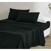 Chezmoi Collection Extra Soft Bed Sheets Set, Double Brushed Microfiber 14-Inches Deep Pockets, 4-Piece Sheet Set, Queen, Black