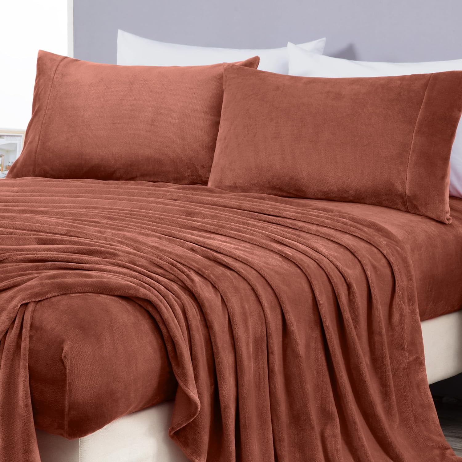 Chezmoi Collection Extra Soft Fleece Sheet Set California King