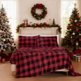 thumbnail image 1 of Chezmoi Collection Extra Soft Fleece Sheet Set King, 4-Piece Microplush Non-Pilling Velvety Bed Sheet, Deep Pocket - Lightweight All Season Warmth, King, Plaid Red, 1 of 9