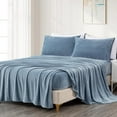 thumbnail image 1 of Chezmoi Collection Extra Soft Fleece Sheet Set Queen, 4-Piece Microplush Non-Pilling Velvety Bed Sheet, Deep Pocket - Lightweight All Season Warmth, Queen, Cool Blue, 1 of 9