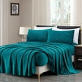 thumbnail image 1 of Chezmoi Collection Extra Soft Fleece Sheet Set Queen, 4-Piece Microplush Non-Pilling Velvety Bed Sheet, Deep Pocket - Lightweight All Season Warmth, Queen, Teal, 1 of 9