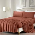 thumbnail image 1 of Chezmoi Collection Extra Soft Fleece Sheet Set Queen, 4-Piece Microplush Non-Pilling Velvety Bed Sheet, Deep Pocket - Lightweight All Season Warmth, Queen, Terracotta, 1 of 9