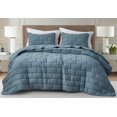 thumbnail image 1 of Chezmoi Collection George 3-Piece Jacquard Quilt Set Queen Size, Blue Textured Woven Lightweight Rectangle Quilted Bedspread for All Seasons (1 Quilt 92x96 inches, 2 Shams), 1 of 9