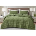 thumbnail image 1 of Chezmoi Collection George 3-Piece Jacquard Quilt Set Queen Size, Olive Green Textured Woven Lightweight Rectangle Quilted Bedspread for All Seasons (1 Quilt 92x96 inches, 2 Shams), 1 of 9