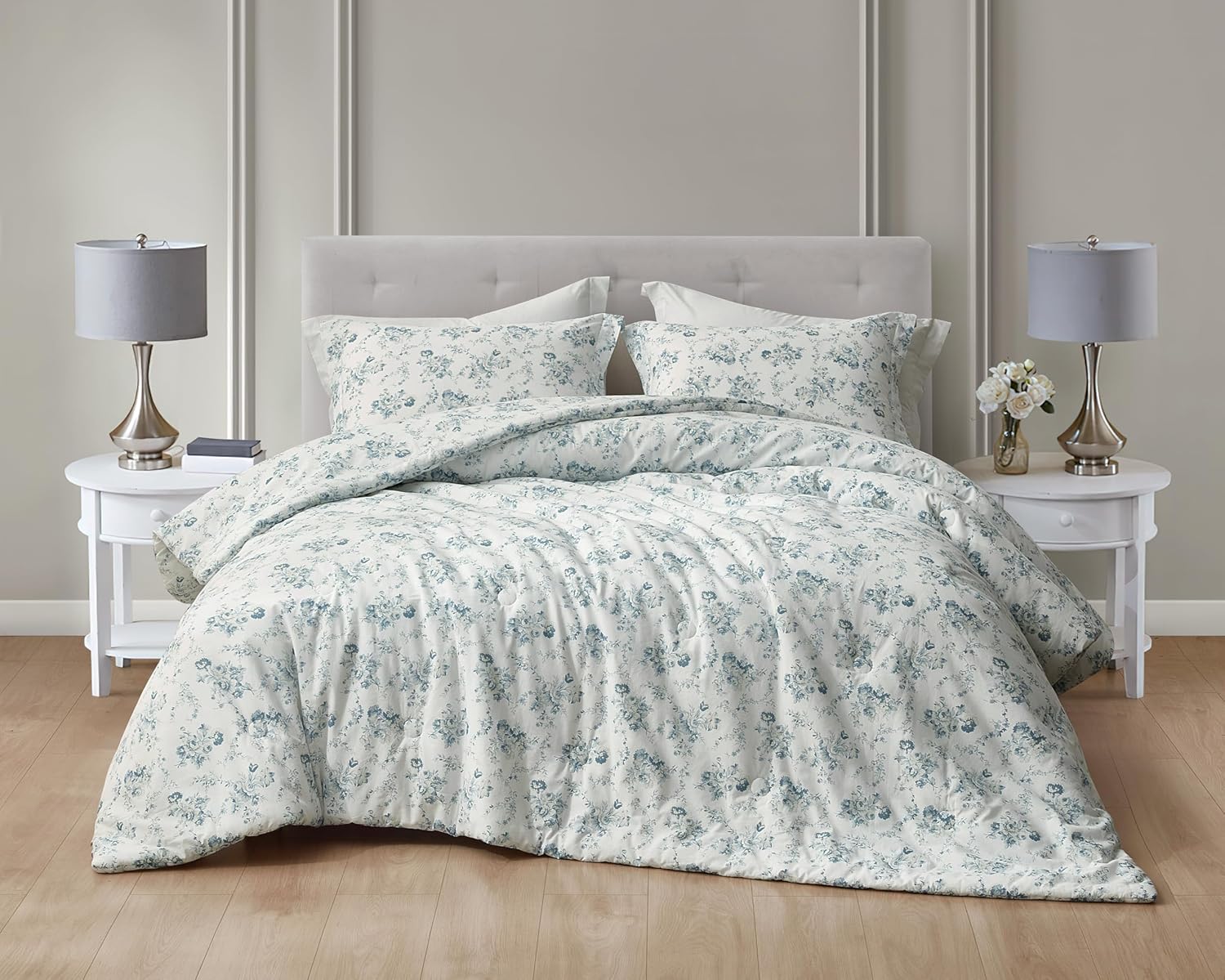 Set Copripiumino King Size Chezmoi Collection Rosy – Cotone Lavato 100%, Patchwork Floreale, Reversibile, 3 Pezzi