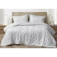 thumbnail image 1 of Chezmoi Collection Glen 3-Piece Crescent Stitched Quilt Set, Queen Size, White, Rayon Derived from Bamboo & Polyester Blended, Soft Breathable Cooling Bedspread for Hot Sleepers, 1 of 9