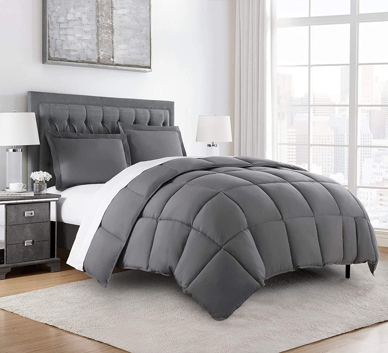 Gray Queen Down Alternative Microfiber Comforter Set