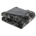thumbnail image 1 of Chezmoi Collection Gray Blanket Faux Wolf Fur Sherpa Throw Blanket 50" x 65", 1 of 3