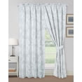 thumbnail image 1 of Chezmoi Collection Heather 4-Piece Floral Window Curtain Set, Gray/White, Soft Floral Jacquard Textured 2 Curtain Panels Set, 54" x 84", 1 of 9