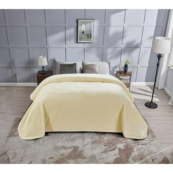 Chezmoi Collection Heavy Thick Korean Style Faux Mink Blanket Single Ply 9 Lbs, 750GSM Silky Soft Plush Raschel Mink Blanket, 92" x 106" US King Size, Solid Beige