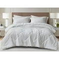 thumbnail image 1 of Chezmoi Collection Hugo 3-Piece Jacquard Comforter Set Oversized King Size, White Textured Woven Lightweight Thin Comforter Summer Bedding, 1 of 9