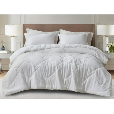 Chezmoi Collection Hugo 3-Piece Jacquard Comforter Set Oversized King Size, White Textured Woven Lightweight Thin Comforter Summer Bedding
