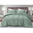 thumbnail image 1 of Chezmoi Collection Hugo 3-Piece Jacquard Comforter Set Queen Size, Sage Green Textured Woven Lightweight Thin Comforter Summer Bedding, 1 of 9