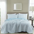 thumbnail image 1 of Chezmoi Collection Ivy Floral Medallion Quilt Set Queen Size, 3-Piece Blue/White Floral Printed Pre-Washed Reversible Microfiber Bedspread Set, 1 of 9