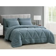 thumbnail image 1 of Chezmoi Collection Jasper Dusty Blue Oversized Queen Bed in a Bag 7-Pieces Triangle Geometric Quilted Stone Washed Microfiber Comforter with Sheets Lightweight All Season Bedding Set, 1 of 9